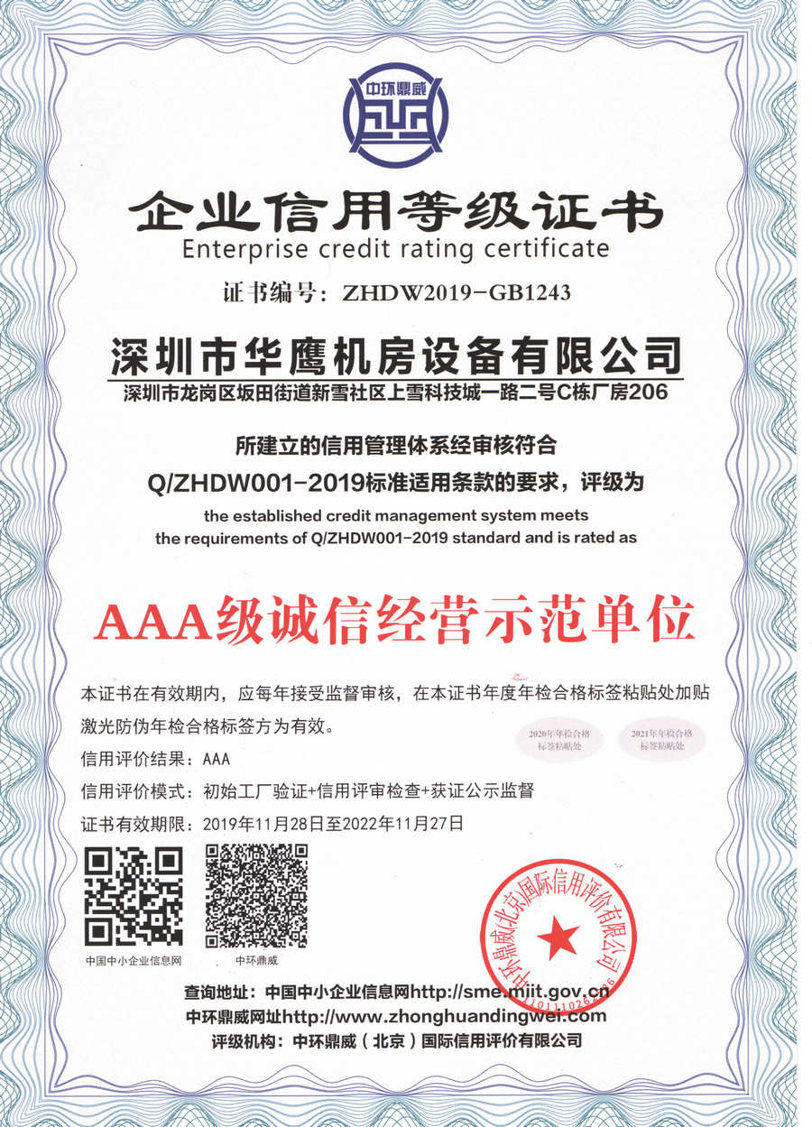 華鷹機(jī)房地板榮獲誠(chéng)信示范性單位！